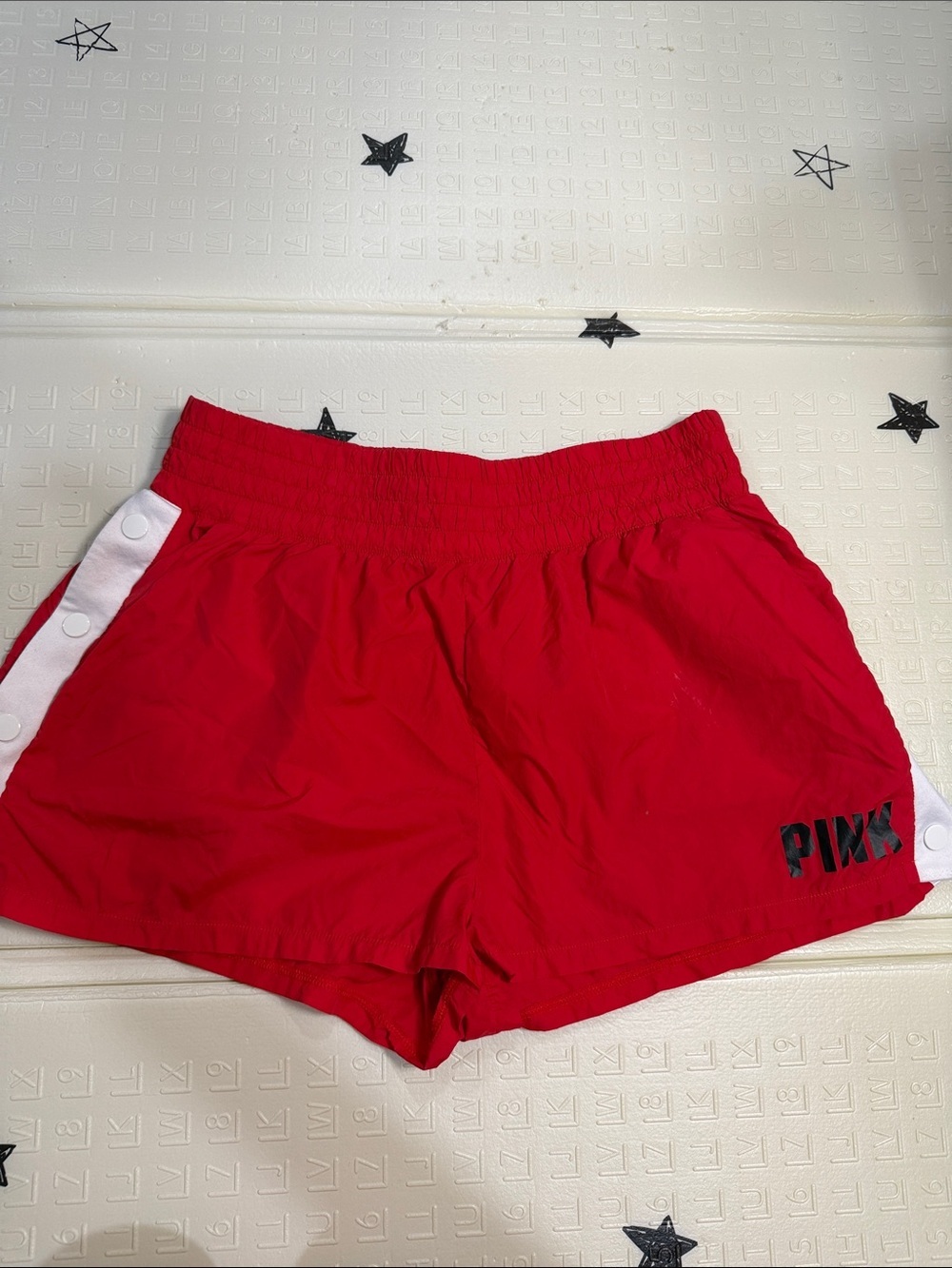 PINK Victoria's Secret Red Athletic Snap-Panel Shorts